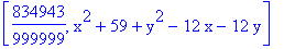[834943/999999, x^2+59+y^2-12*x-12*y]